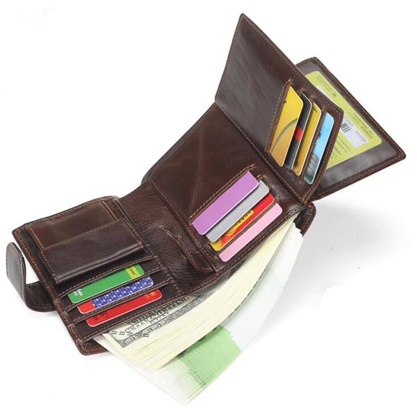 オリジナル3つ折り薄型財布、カードコインなど入れる