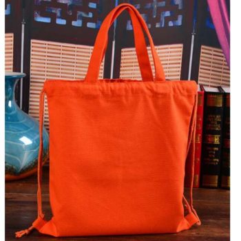 ナップサック 巾着袋 オレンジ 「トモウハンドバッグ」製作 手提げバッグ ギフト袋 収納バッグ 男女兼用
